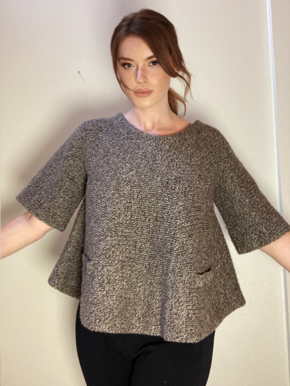 Anthropologie Cosy Wool Knit Sweater Cardigan Swing Flounce Buttons ~ Sz M